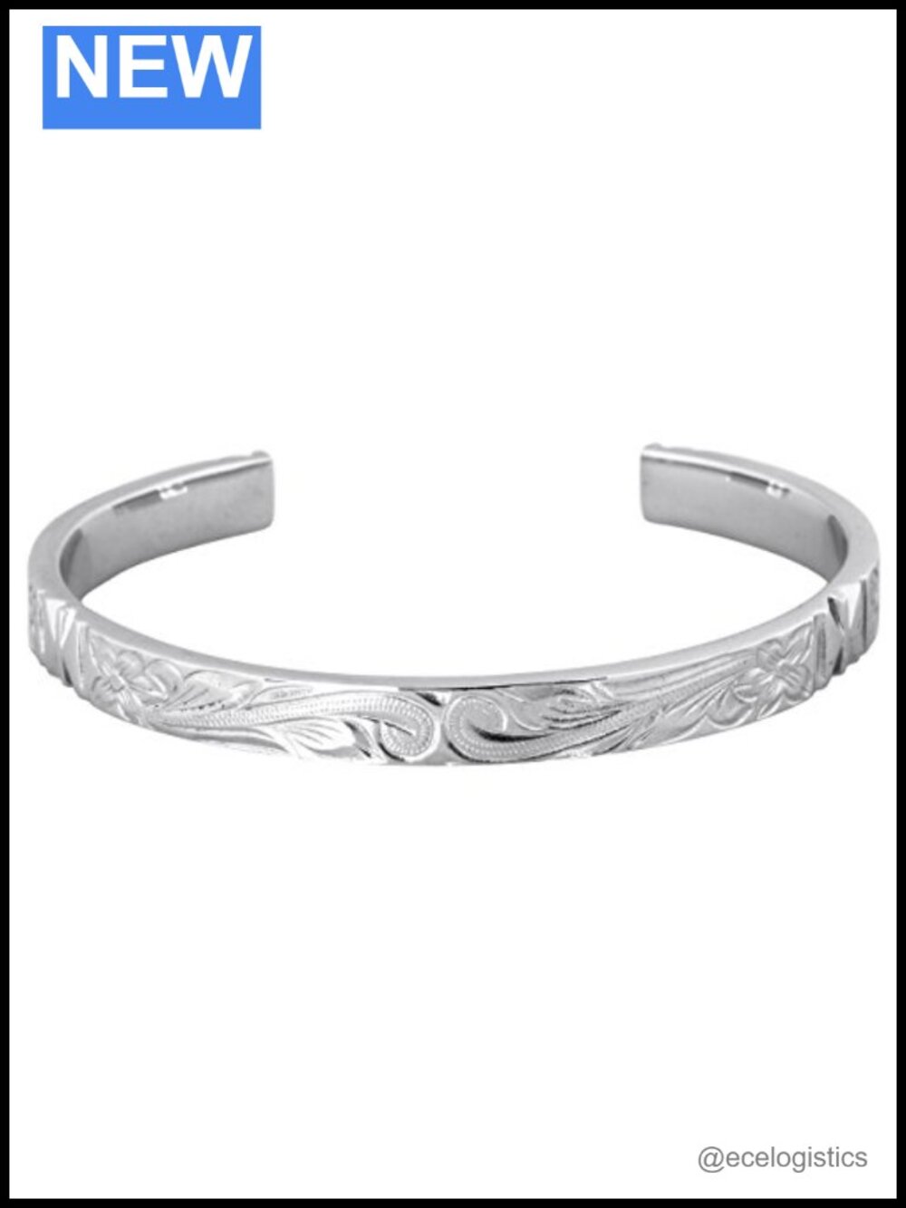 Stainless Steel Hibiscus Bangle Bracelet Hypoallergenic